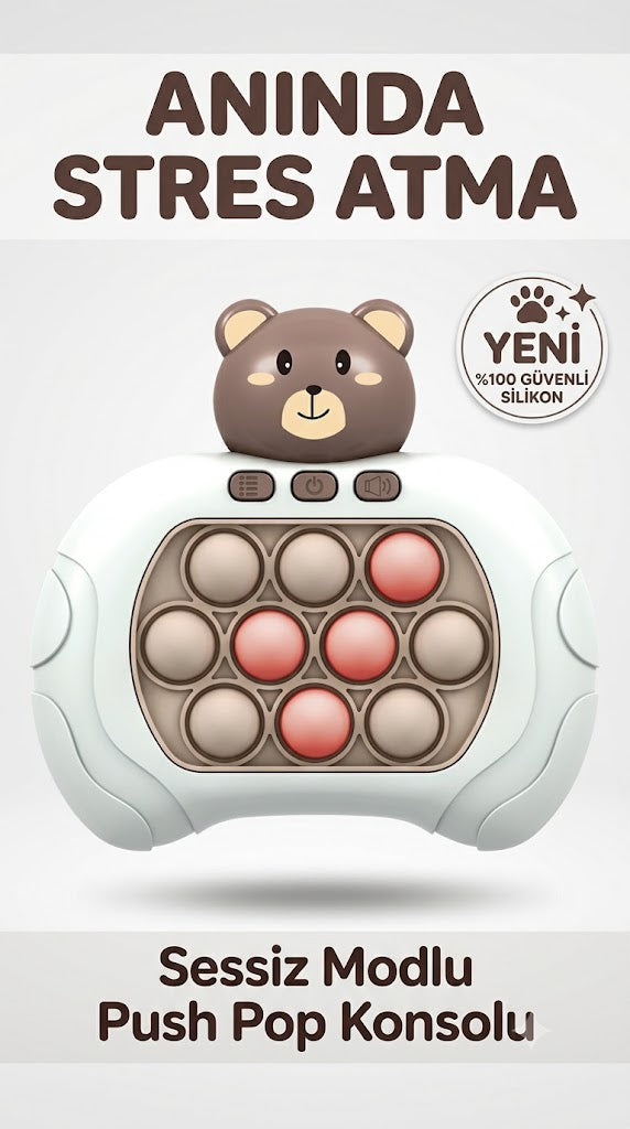 Poddy Ayıcık Işıklı Sesli Popit Eğitici Oyuncak Seti