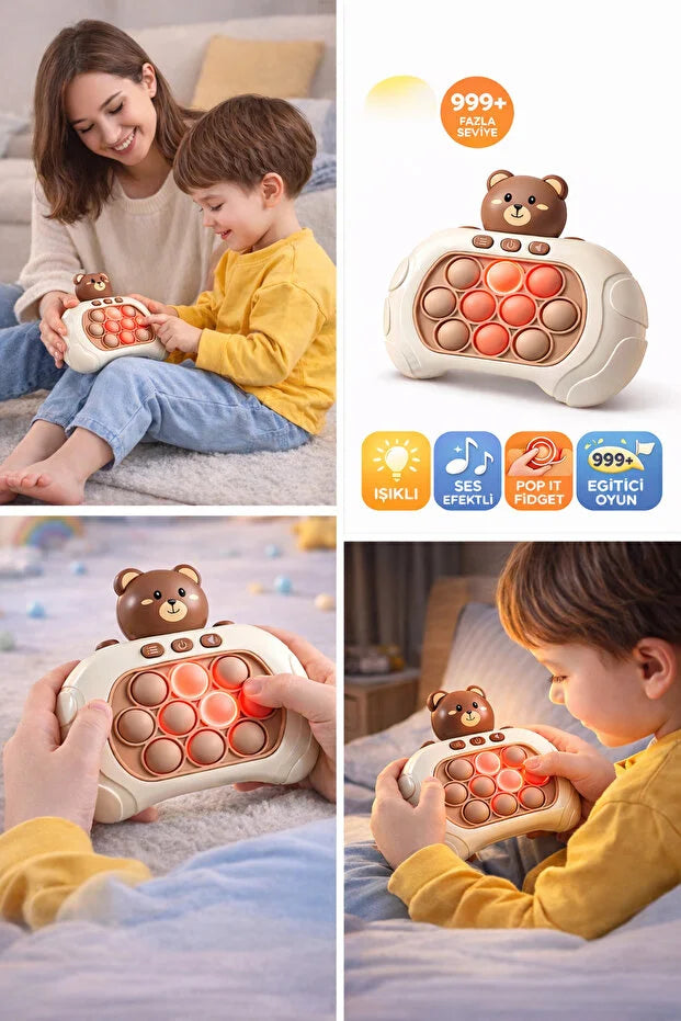 Poddy Ayıcık Işıklı Sesli Popit Eğitici Oyuncak Seti