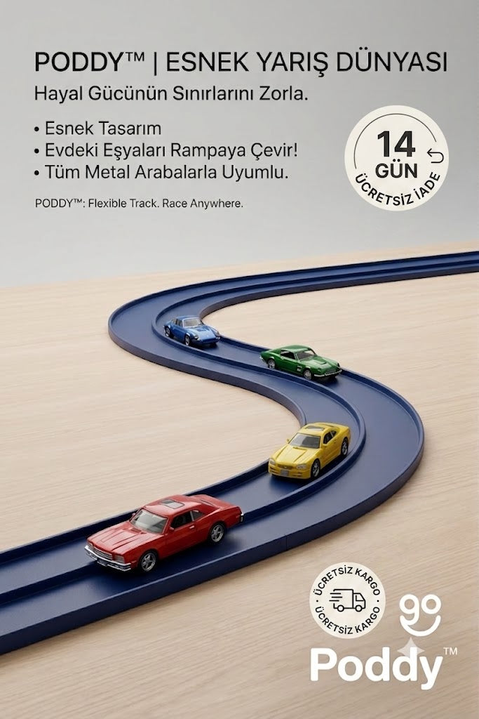 Poddy™ Yaratıcı Esnek Yarış Pisti | Sınırsız Eğlence, Kolay Depolama