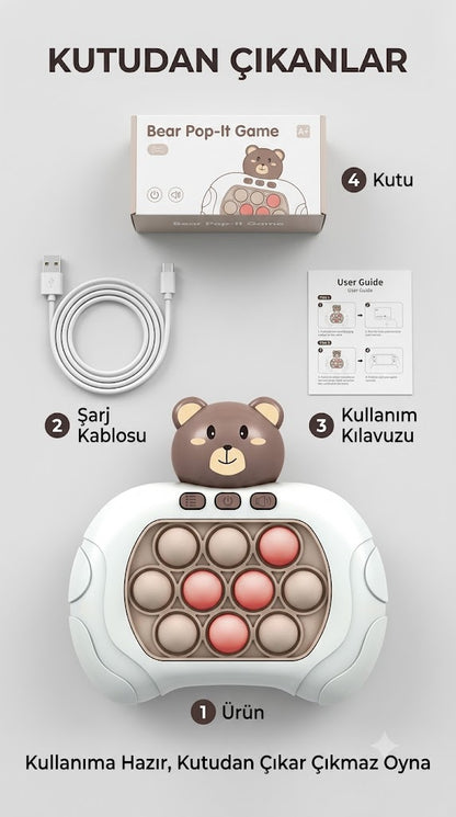 Poddy Ayıcık Işıklı Sesli Popit Eğitici Oyuncak Seti