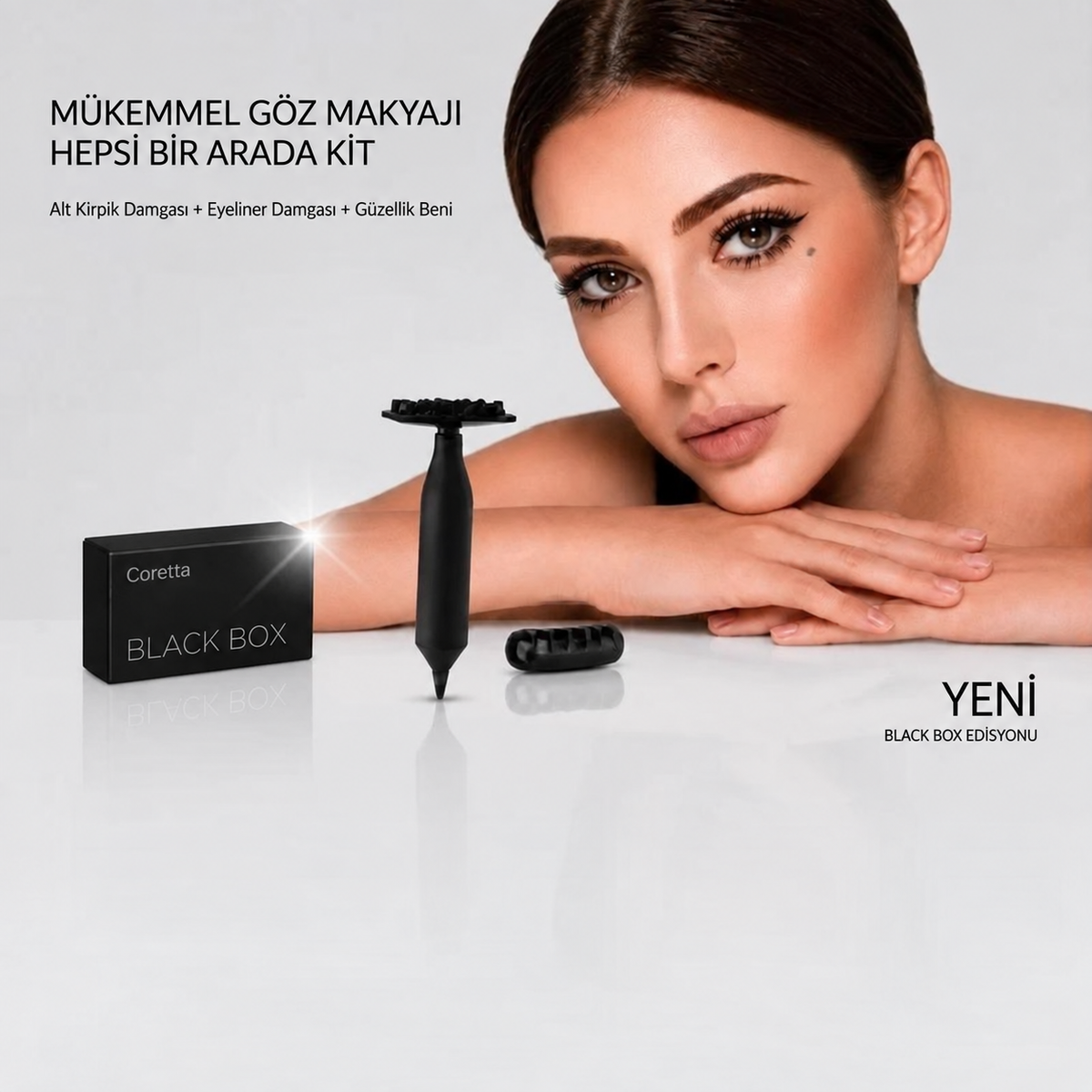 Poddy Black Box 3’ü 1 Arada Aynalı Kirpik & Eyeliner Seti