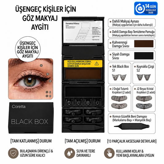 Poddy Black Box 3’ü 1 Arada Aynalı Kirpik & Eyeliner Seti